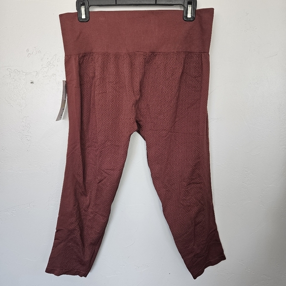 Z by Zella NWT Womens XL High Waist 7/8 Length Maroon Leggings Textured Athletic - Picture 6 of 7